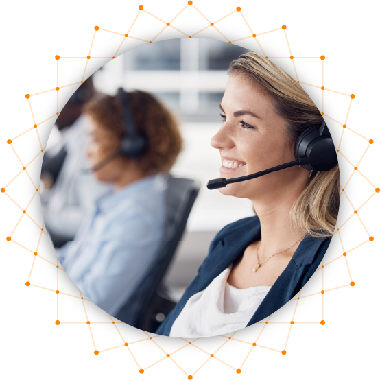 Image of woman wearing headset with microphone 